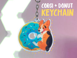 Corgi + Donut Acrylic Keychain
