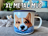 XL Enamel Corgi Mug (Metal Camping Mug)