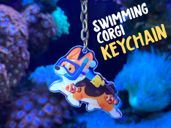 Swimming Corgi Acrylic Keychain