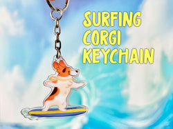 SURFING Corgi Acrylic Keychain
