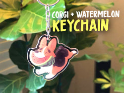 Corgi + Watermelon Acrylic Keychain